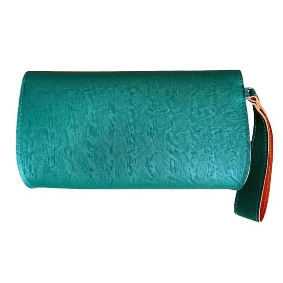 Kantaminiau Green Orange Origami 1st Class Travel Wristlet - Picture 3 of 5